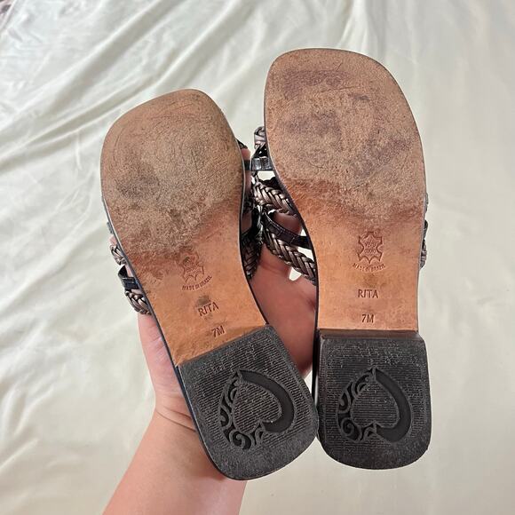 Y2K 2000s Brown Slip On Woven Sandal Sz 7 Boho Forest Fairy Grunge - Picture 6 of 6